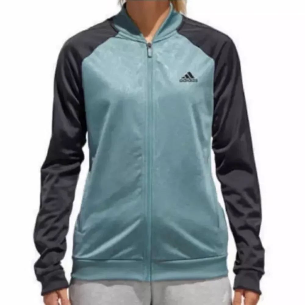 🔹️Adidas Sage Green Embossed Floral Print Track Jacket Small